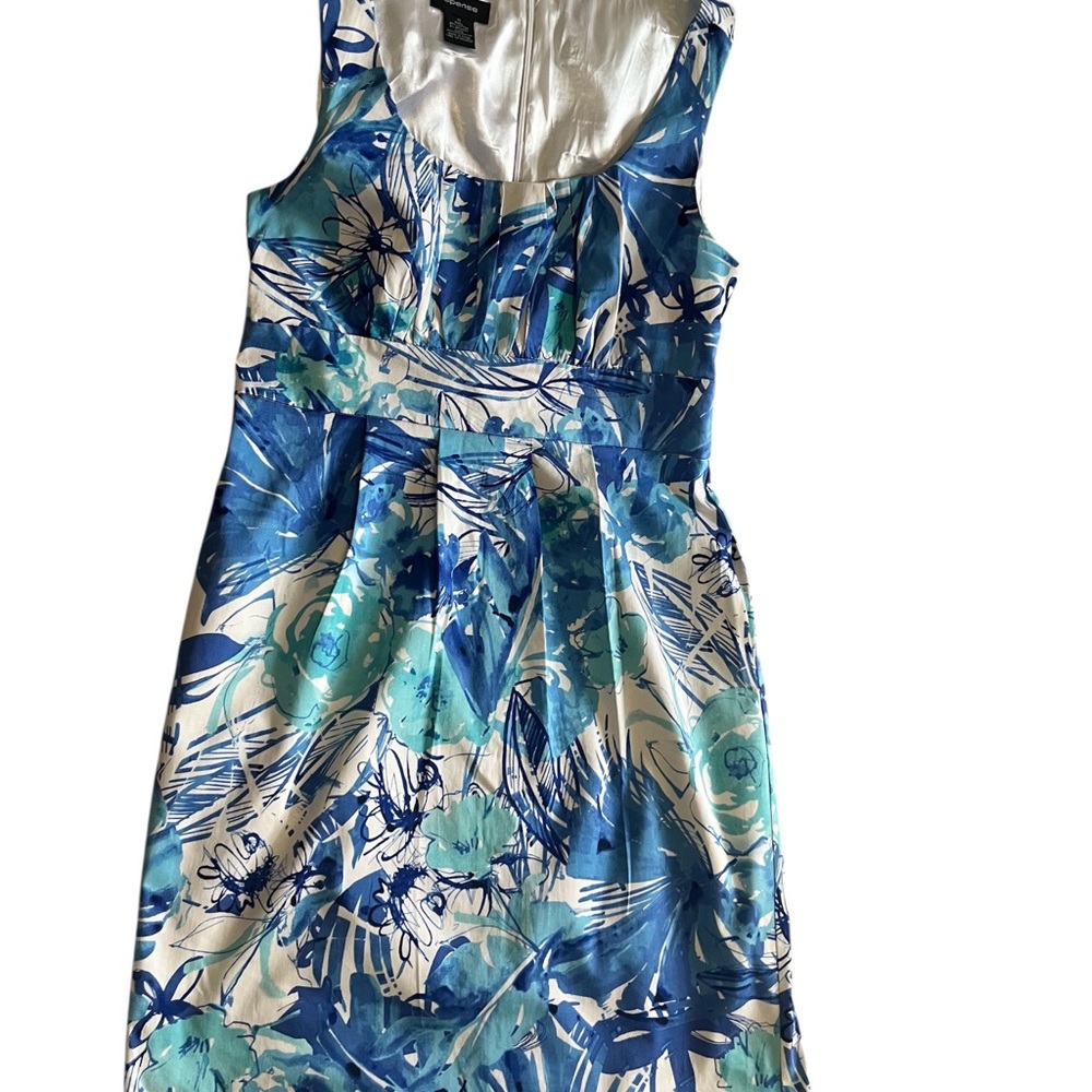 White House Black Market Blue and White Floral Midi Dress